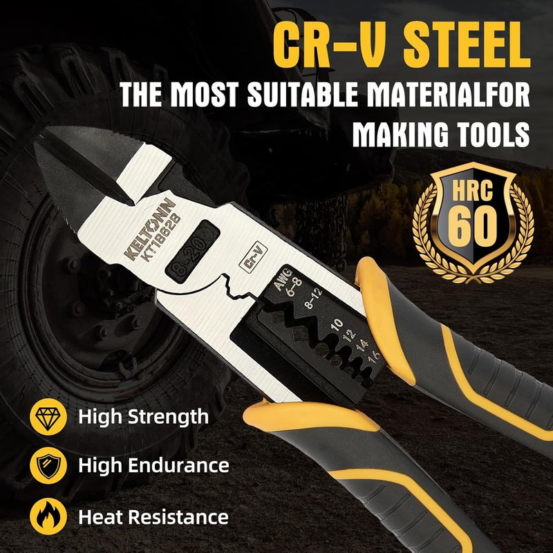 Fancytool Multi-Function Diagonal Pliers, 8-inch 4-in-1 Cr-V Steel Heavy Duty Side-Cutting Pliers with Cutting, Stripping, Crimping, and Gripping for Electricians and Homes - Image 3